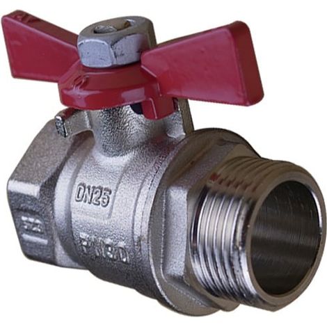 Vanne à sphère PN30 SENA Ni Free Inox ACS Manette Papillon rouge Mâle/Femelle 1" (26/34) - Arco (1/4)
