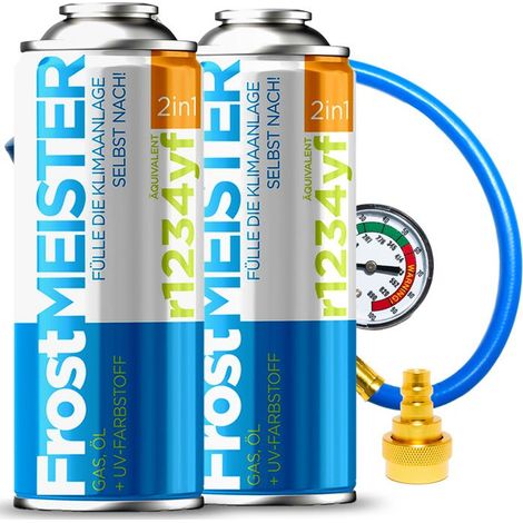 FROSTMEISTER 2 en 1 400 ml - 2 latas R1234yf + manguera + adaptador