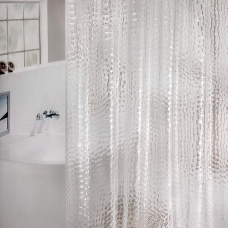 Rideau de Douche avec Ourlet, très résistant, en EVA sans moisissure, élégant et Hydrofuge pour Salle de Bain avec 12 Crochets, EVA, Cube à Eau, 183 x 183 cm (1/5)