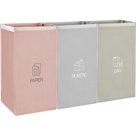 Système de tri sélectif triple pour papier, verre et plastique - Système écologique de recyclage - Sacs d'organisation résistants et réutilisables (1/5)