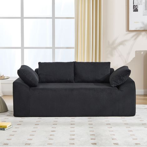 Canapé compact en tissu noir, assise profonde, sans montage, 170 x 86 x 60 cm, REDOM (1/5)