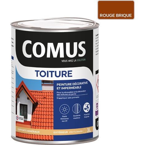 Comus – Peinture toiture imperméable rouge brique 3L – Aspect mat-velouté – Taux d'élasticité 400% – Protection durable contre mousses et débris (1/3)
