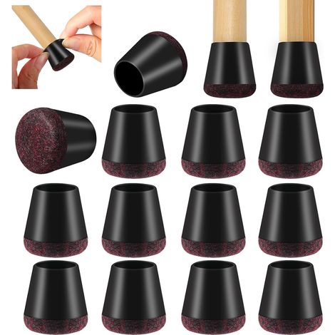 CCYKXA Patins pour Chaises, Protection Pied de Chaise en Silicone, 16 Pcs Protege Pied de Chaise avec Tampon Feutré, Capuchons Antidérapants pour Sols en Bois, Réduire Bruit et Rayures (14 mm-20 mm) (1/5)