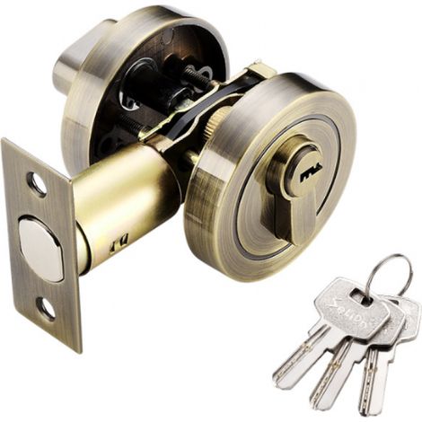 Verrou de Porte Bronze en Alliage de Zinc avec Clé Serrure Fiable pour Sécuriser Votre Maison