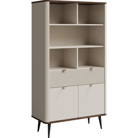 Estantería Lufela 108, Cachemira + Nogal, Con puertas, Cerrable, Con cajones, Aglomerado laminado, MDF, Número de puertas: 0, Número de cajones: 0, 163x90x40cm