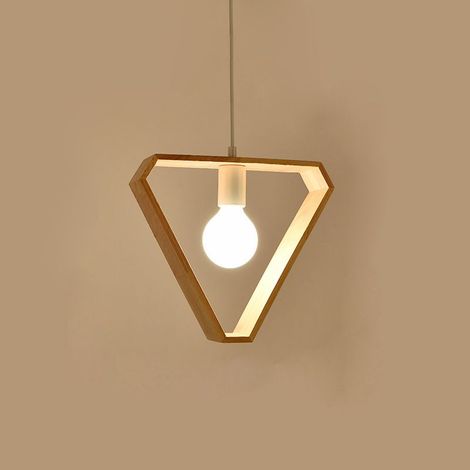 Suspensions Lumineuses E27 Créatives de Style Industriel en Bois, Plafonnier Moderne, Contemporain(Forme de triangle) (1/5)