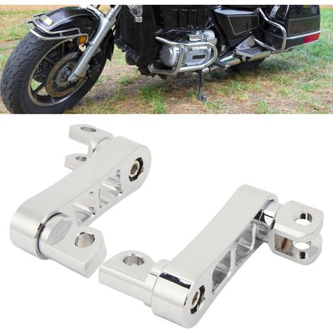 Motorcycle Highway Footpeg Bracket, 360° Adjustable Heavy Duty Footrest Extension Bracket for Touring, Galvanized MUMU (1/4)