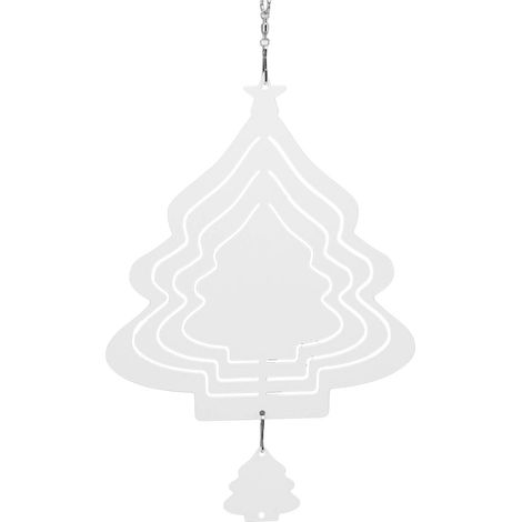 Carillon à vent sublimation décor sapin Noël rotatif en aluminium vierge suspension jardin maison (1/5)
