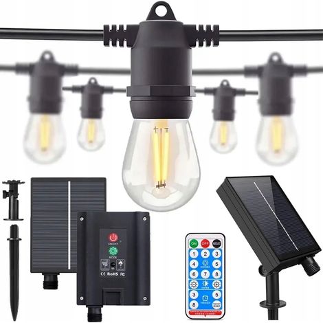 Gartengirlande 10 m, Gartenlichter, Solar-Hängelampen, 20 LEDs, Fernbedienung (1/5)