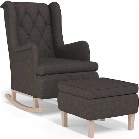 Maison Exclusive - Schaukelsessel mit Hocker Dunkelgrau Stoff (1/5)