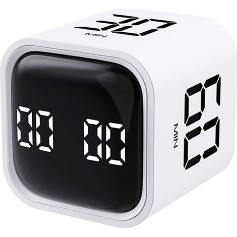 Minuteur Cube Minuteur de cuisine numérique avec affichage LED Minuteur à compte à rebours rechargeable par USB-C pour cuisiner, participer à des réunions, aller en classe, étudier ou faire du sport-D