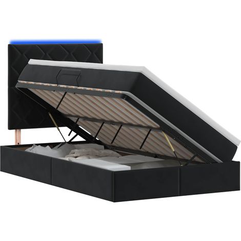 Cama de almacenamiento LED con colchón Negro 120 x 200 cm vidaXL (1/5)