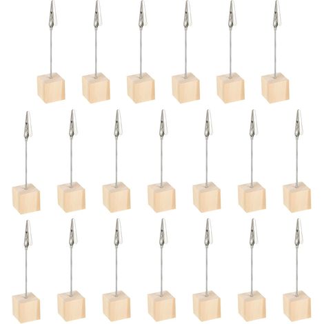20 PCS Supports Photo avec Pinces - Porte Photo Pince Mémo et Porte-clips Photo Message avec Crocodile et base en bois pour les mariages les fêtes les restaurants les bureaux et de photos à la maison (1/5)
