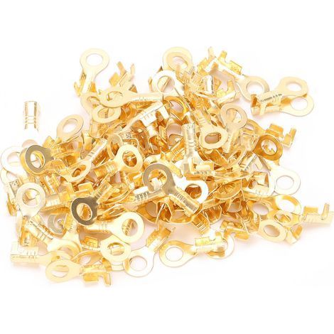 100 kaltgepresste Messing-Ringkabelschuhe, Crimpverbinder für M4 4,2 mm Kabel (1/5)