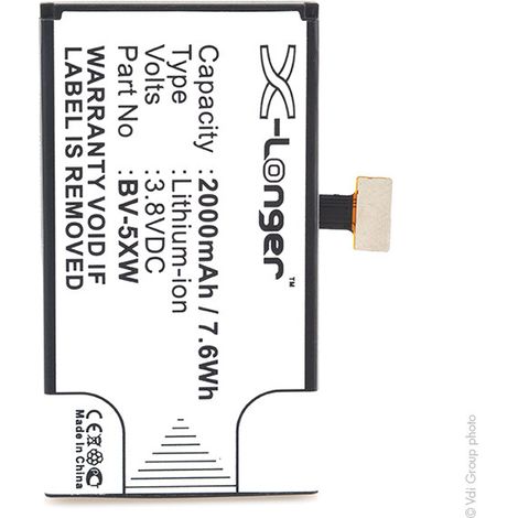 NX - Batterie téléphone, smartphone, GSM pour Microsoft 3.8V 2000mAh - BV-5XWBV5XW (1/4)