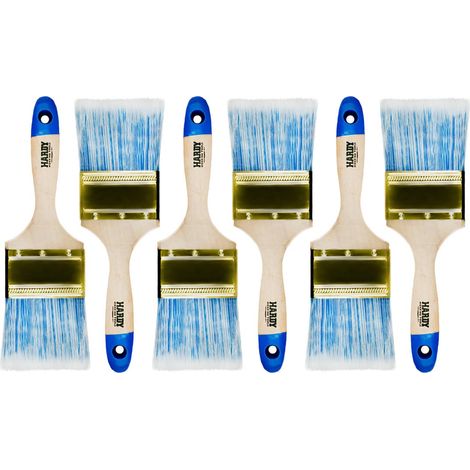 Lot de 6 Pinceaux Plats 75 mm Série 42, Pinceau pour Lasure sur Bois et Vernis Métal - Poils Synthétiques Clairs (1/4)