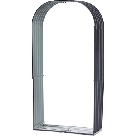 Floraworld Holzunterstand Rundbogen anthrazit 103 cm x 45,5 cm Holzhalter (1/3)