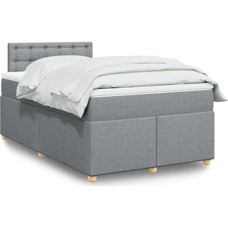 Boxspringbett mit Matratze Hellgrau 120x200 cm Stoff