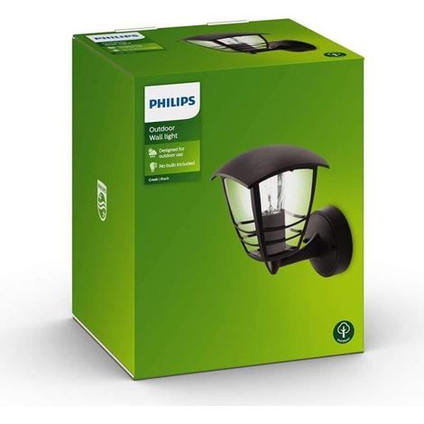 Philips Creek Metal Outdoor Wall Light H20cm Black - Incandescent - Curved Design (1/3)