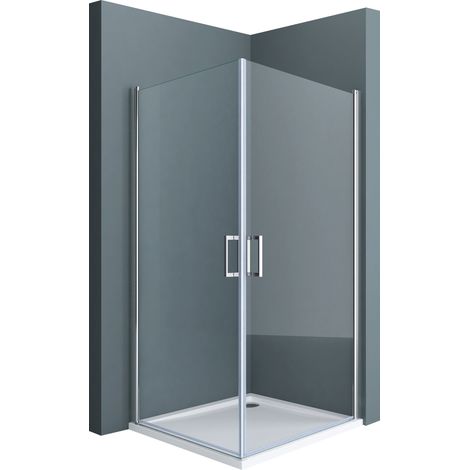 doporro Eck-Duschkabine Eckdusche Ravenna24K 90x90x195cm Duschabtrennung ESG-Sicherheitsglas Klarglas inkl. beidseitiger Easy-Clean-Beschichtung Hebe- und Senkmechanismus (1/5)
