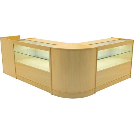 Comptoirs de Vente en MDF Érable à LED Blancs Ensemble Phoenix CM60 TB60 C1200 3 Unités de Rangement Étagères Internes Portes Coulissantes Verouillables Réception Bureau Vêtements [Clés INCLUS] (1/5)