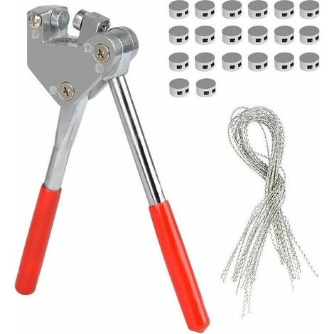 Pinces à sceller Set de pinces à plomb rouge 10 mm poignée en plastique (1x pince à cable de scellage + 20 x fils + 20 x fils de scellage) (1/5)