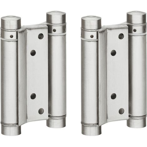 1x Paire Paumelle de Porte Va et Vient 180° Ressort Double Action Porte à Recouvrement jusqu'à 22 kg Charnière Saloon Western, Acier inoxydable (1/3)