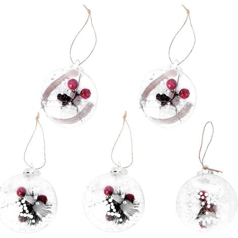 Lot de 5 boules de Noël transparentes en plastique à suspendre, idéales pour la maison, le bureau ou les magasins.-5pcs (1/3)