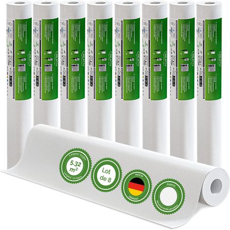 Veluxis® Papier peint intissé 10,05 m x 0,53 m (tissage grossier, lot de 8) - à peindre, respirant et de haute qualité - revêtement mural fabriqué en Allemagne