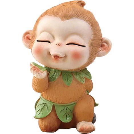 Statue de singe, sculpture animale miniature en résine, idéale pour un bureau, un jardin, un couloir ou une terrasse d'hôtel ou de jardin.-Blowing Leaf (1/5)