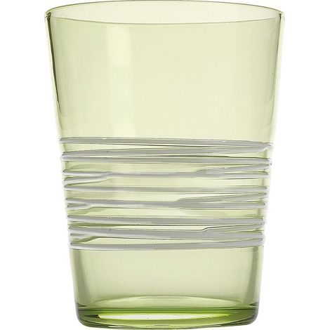 Ensemble De 6 Verres À Eau Filante En Verre Coloré Vert Pomme, Design Artisanal Avec Décoration À Fil Blanc, Résistants Et Lavables Au Lave-Vaisselle (1/2)