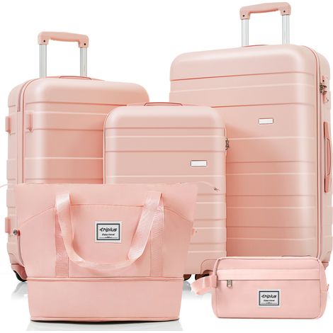 Ensemble valise M-L-XL coque rigide ABS, rose, pour maison et usage quotidien, format pratique, style moderne et facile à associer