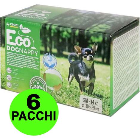 72 Fasce igieniche per cani maschi Eco Dog Nappy S 30-40 cm - 6 pacchi da 12 pezzi cad.