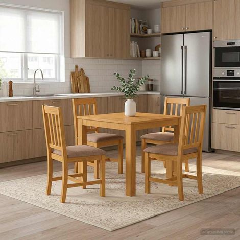 vidaXL Tavolo da pranzo 90 x 90 x 75 cm Legno di Quercia Massello (1/5)