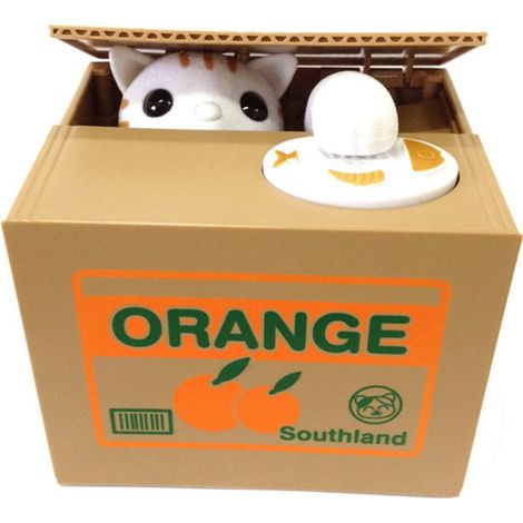 Tirelire chat voleur d'argent, cadeau créatif, dessin animé anglais, petite poupée chat électrique kawaii (1/5)