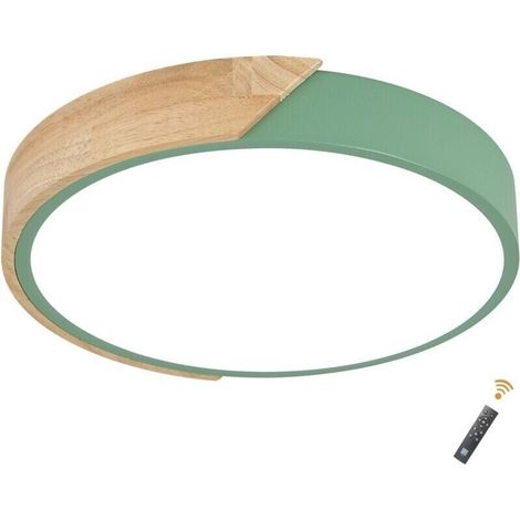 Moderne runde LED-Deckenleuchte in Holzoptik, 24 W, 2400 lm, kaltweiß 6500 K, Macaron-Design, Beleuchtung für Schlafzimmer, Küche, Wohnzimmer, Balkon, Flur, 30 x 5 x 30 cm (grün)
