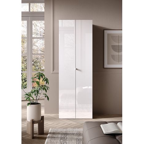Armoire de bureau moderne H 184 cm laquée blanc brillant Loucia (1/5)