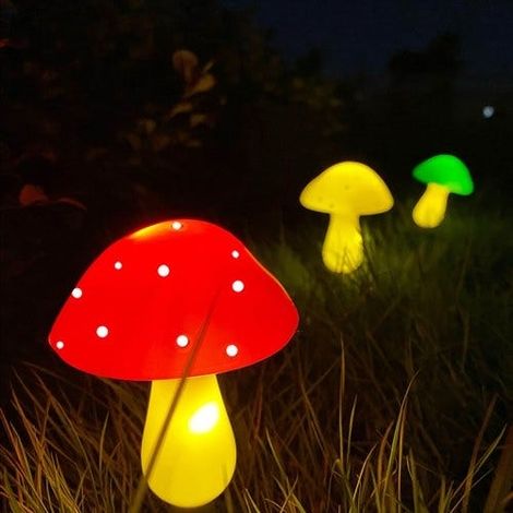 Guirlande solaire champignon étanche IP65, éclairage jardin automatique 8 modes, blanc chaud, déco extérieur résistant aux intempéries (lot de 3 champignons) (1/5)