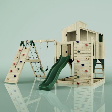 Rebo PolarPlay Kids Climbing Tower & Playhouse – Climb & Swing Runa Green