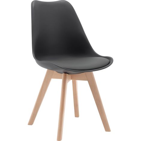 WOLTU 1x Sillas de Comedor Dining Chairs Silla Tower Madera Silla de Escritorio Asiento Acolchado en Cuero Sintético y Polipropileno Silla de Cocina Silla Conferencia Gris (1/5)