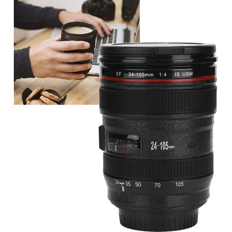 Tasse à café de voyage Portable, eau, thé, Simulation d'objectif d'appareil photo, avec couvercle, cadeau (1/5)