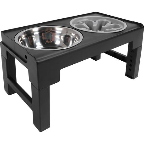 Gamelle surélevée pour chien en acier inoxydable, hauteur réglable, pliable, base stable, gamelle anti-glouton surélevée pour animaux de compagnie (1/5)
