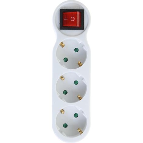 Prise de courant standard à deux broches, prise murale à trou rond, adaptateur secteur à trois broches, avec interrupteur, durable, multicolore. (1/5)