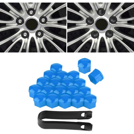 20pcs 19mm Écrous de Roue Auto Bouchons Vis Cache Moyeu Jantes Protecteurs Extérieurs Bleu (1/5)