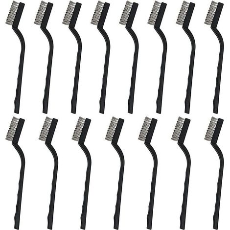 royaluxe -Mini Brosse Métallique (Lot de 20) - Brosse Acier Inoxydable avec Manche Incurvé & Trou d’Accroche - Brosse Fer pour Nettoyer Four, Évier, Travail du Métal, Soudure, Rouille & Poussière, (1/5)
