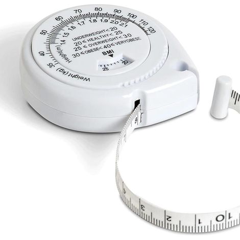Mètre ruban de fitness pour mesurer le poids/la masse grasse + IMC Blanc