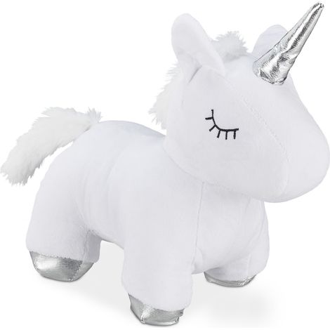 Fermaporta decorativo a forma di unicorno in morbido peluche design per bambini 30 x 15 x 15 cm in poliestere rosa 130008963