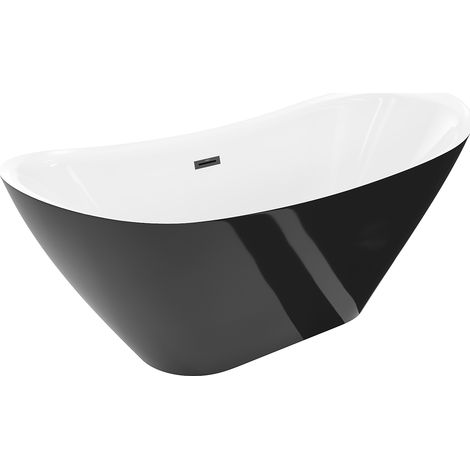 Mexen Lotos freistehende Badewanne 140 x 75 cm, weiß/schwarz, schwarzer Überlauf - 52051407775-70 (1/3)