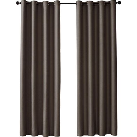 Rideau Occultant Thermique à Oeillets - 1 Pièce 132x160cm - Décoration Fenêtre pour Salon et Chambre - Café-DOU
