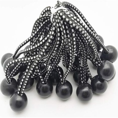 25pcs Professional Rubber Bungee Cord With Ball (Black 150mm) For Tents, Tarps, Posters. Tarp Bungee Cord, Bungee Strap, Tarp Holder, Tarp Rubber, Rubber Bungee Cord (1/3)